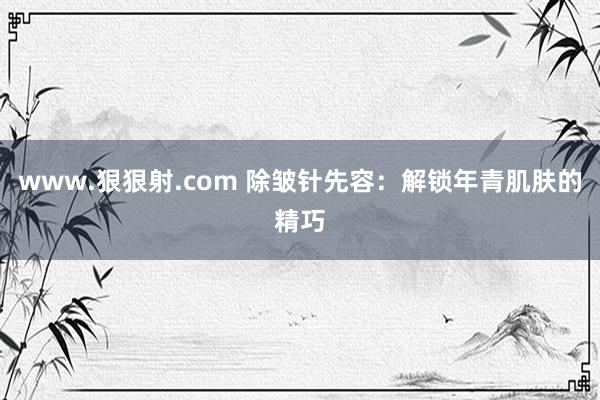 www.狠狠射.com 除皱针先容：解锁年青肌肤的精巧