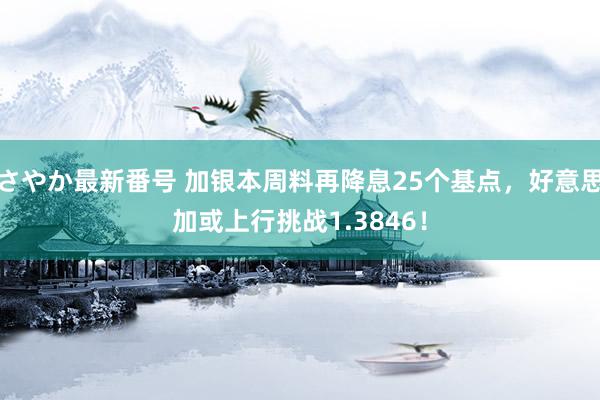 さやか最新番号 加银本周料再降息25个基点，好意思加或上行挑战1.3846！