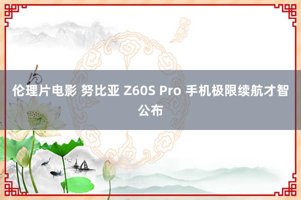 伦理片电影 努比亚 Z60S Pro 手机极限续航才智公布