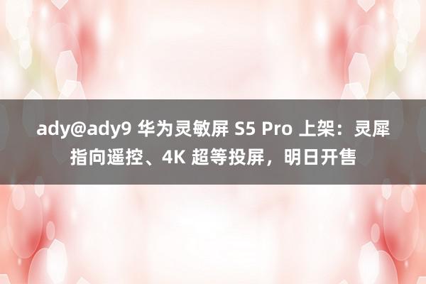 ady@ady9 华为灵敏屏 S5 Pro 上架：灵犀指向遥控、4K 超等投屏，明日开售