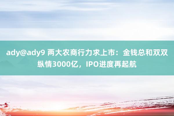 ady@ady9 两大农商行力求上市：金钱总和双双纵情3000亿，IPO进度再起航