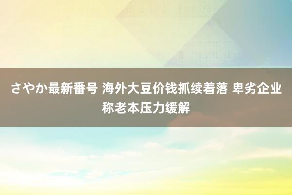 さやか最新番号 海外大豆价钱抓续着落 卑劣企业称老本压力缓解